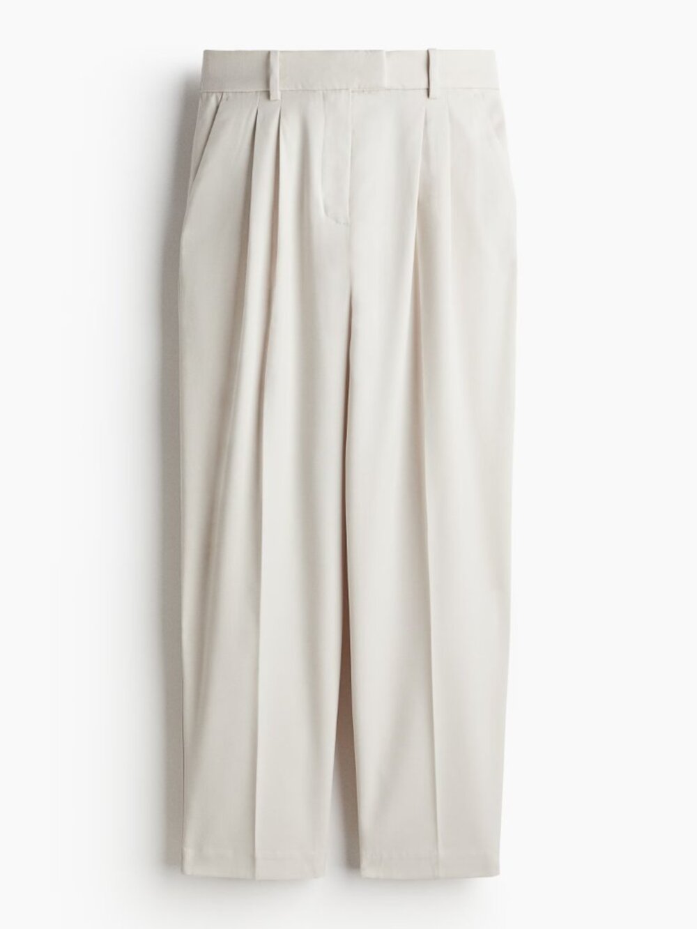 H&M Cream Cropped Pleated Trousers Ankle-Length Pants